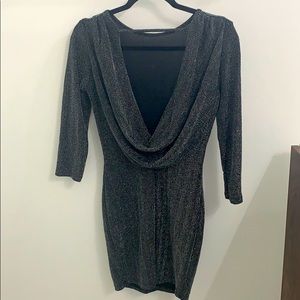 Beautiful, shiny black/ silver open back dress